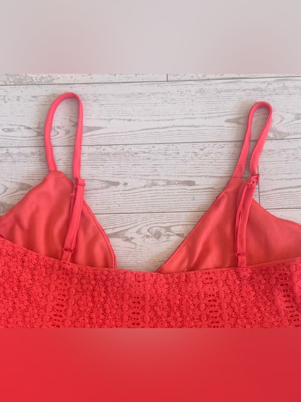 Coral Lace Peplum Top with Adjustable Straps - Picture 12 of 17